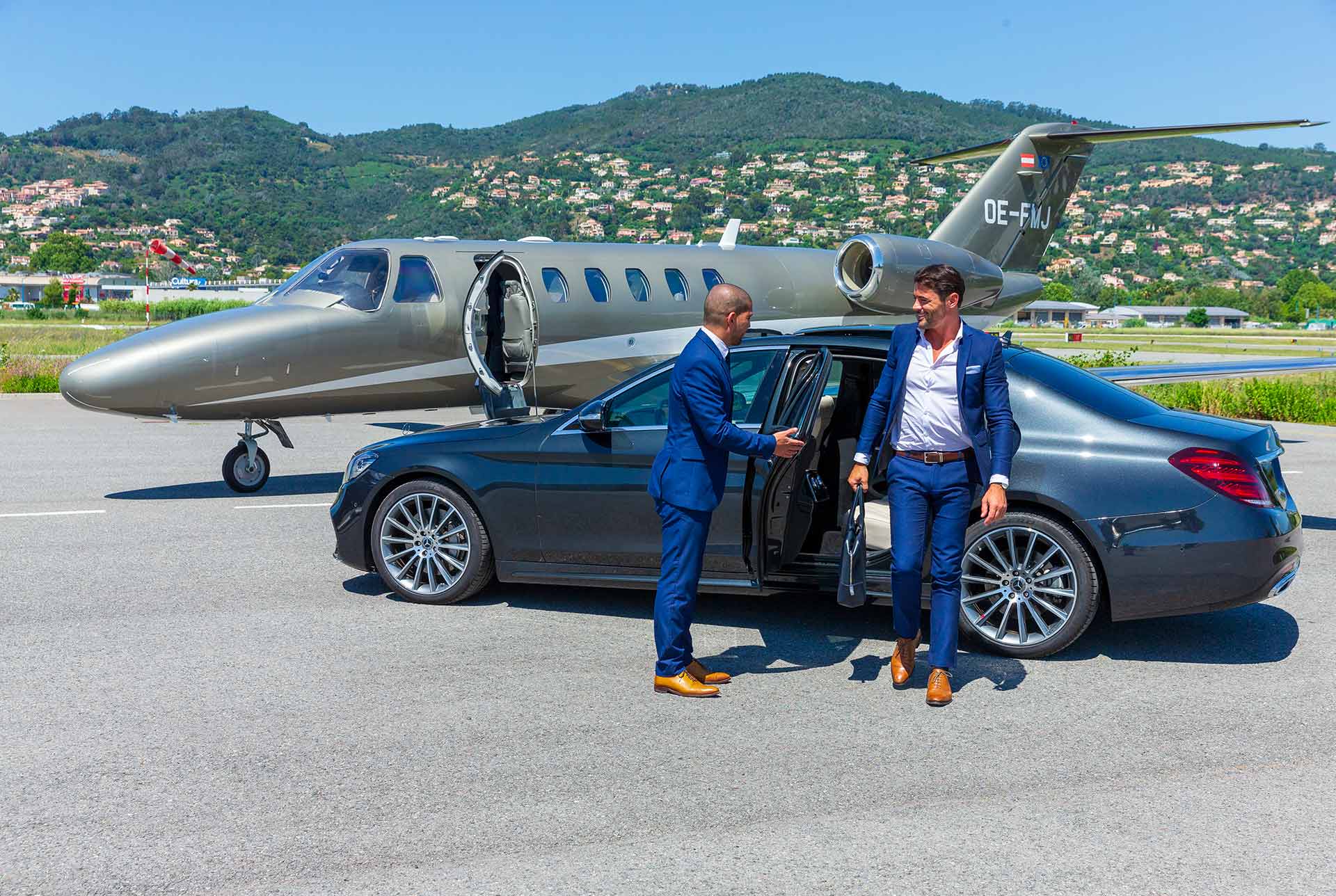 VIP chauffeur service with private jet on the Côte d'Azur.
