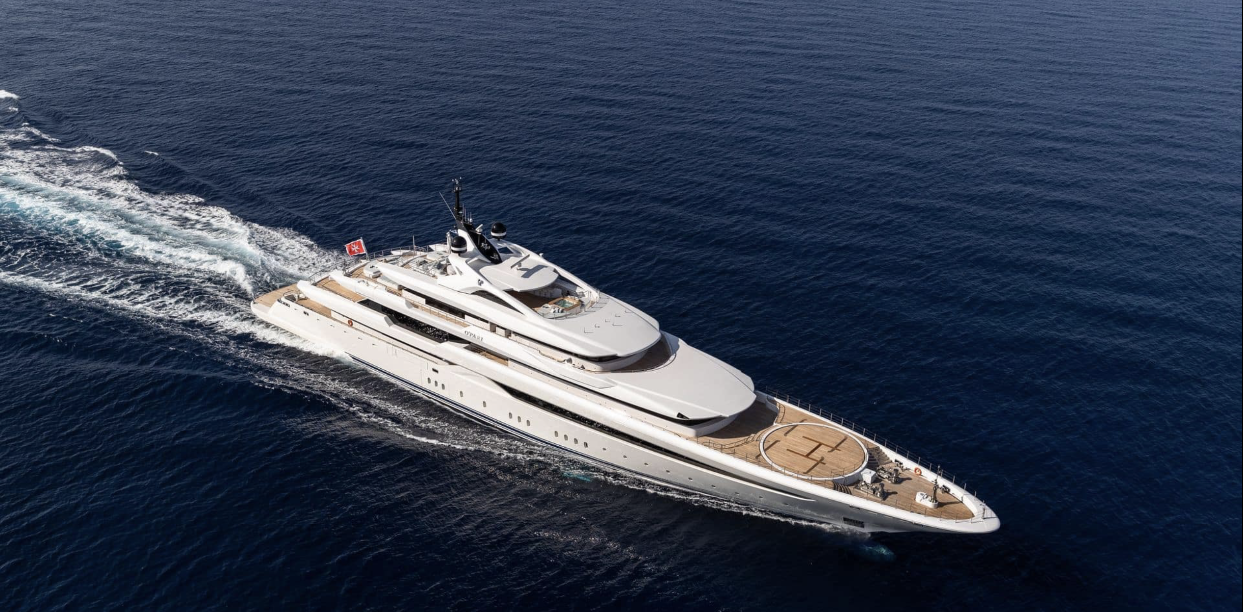 Aerial view of yacht